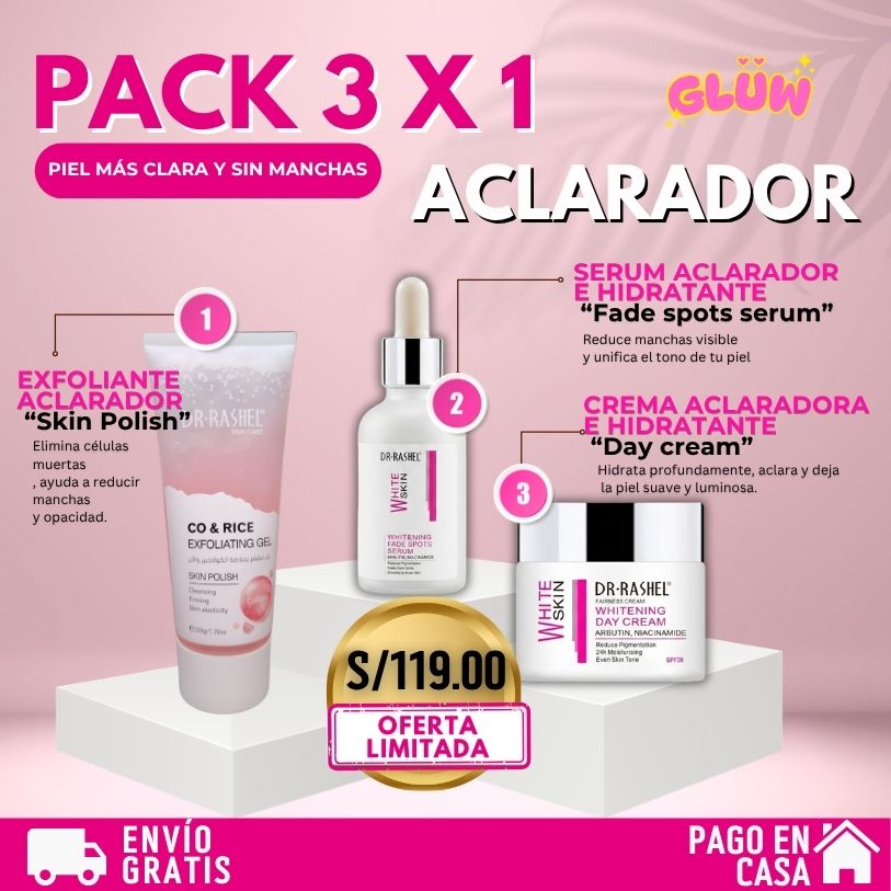 PACK ACLARADOR ANTIMANCHAS 3X1 (RUTINA COMPLETA)