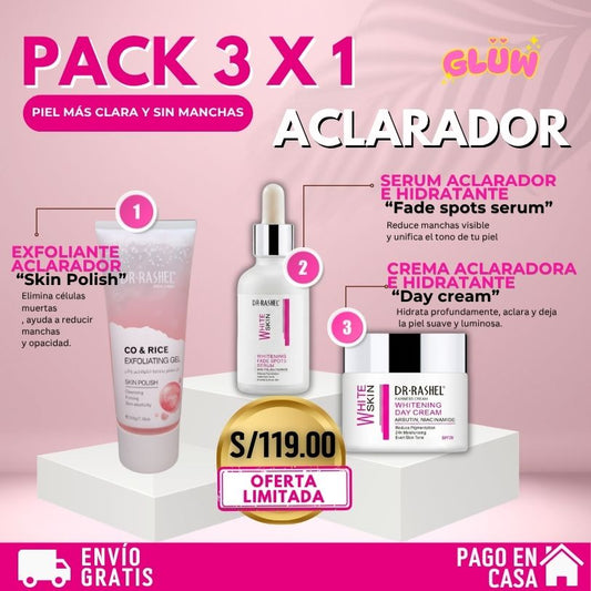 PACK ACLARADOR ANTIMANCHAS 3X1 (RUTINA COMPLETA)